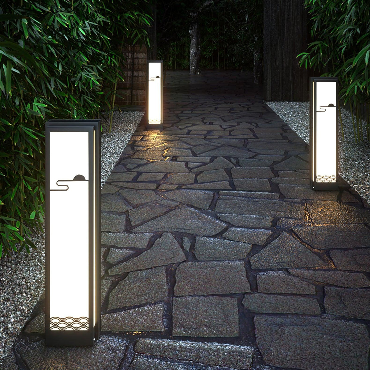 Rivenena Außenleuchte Rechteckig Sonnenaufgang-Muster Minimalistisch für Garten
