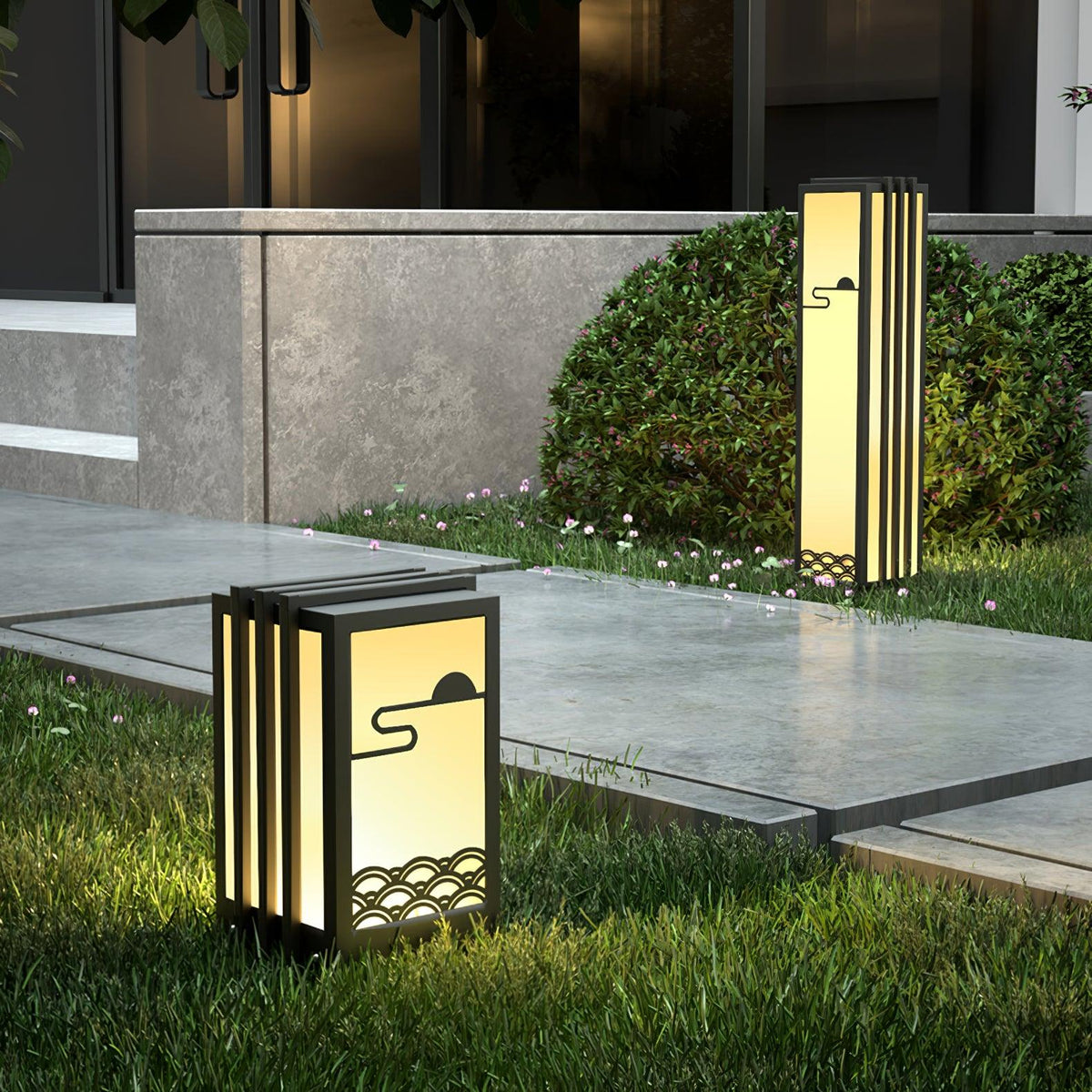 Rivenena Außenleuchte Rechteckig Sonnenaufgang-Muster Minimalistisch für Garten