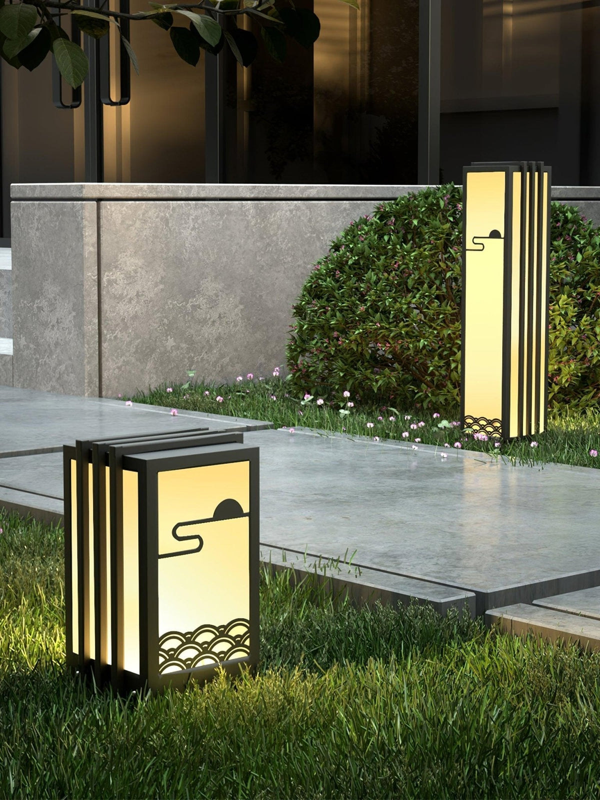 Rivenena Außenleuchte Rechteckig Sonnenaufgang-Muster Minimalistisch für Garten