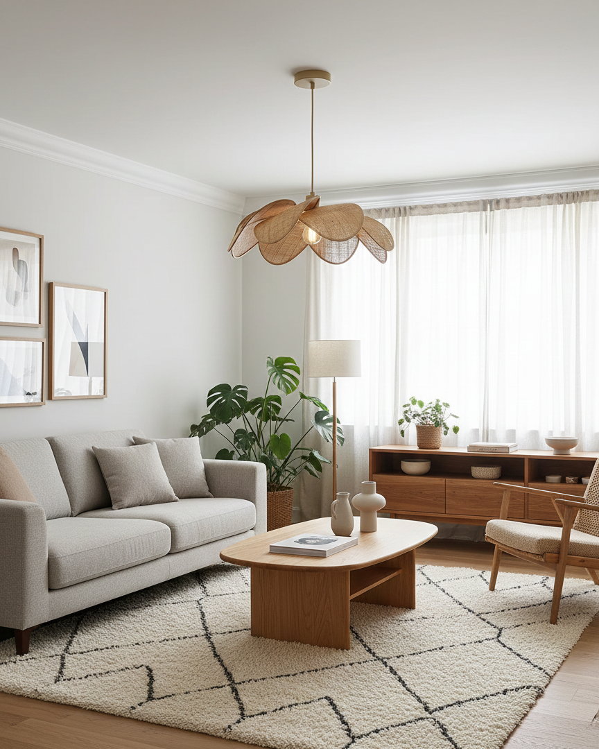 Soroise Pendelleuchte Beige Hellbraun Wabi‑Sabi Wohnzimmer Schlafzimmer | Cielum