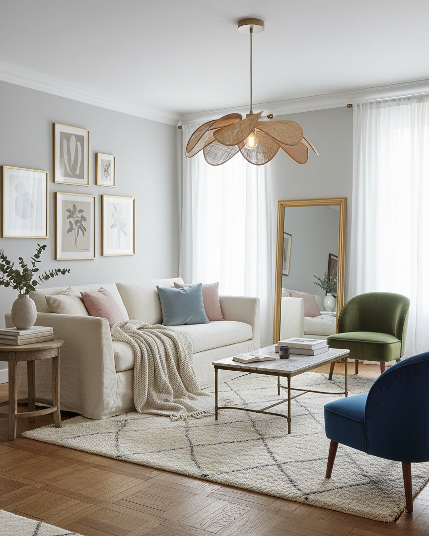 Soroise Pendelleuchte Beige Hellbraun Wabi‑Sabi Wohnzimmer Schlafzimmer | Cielum