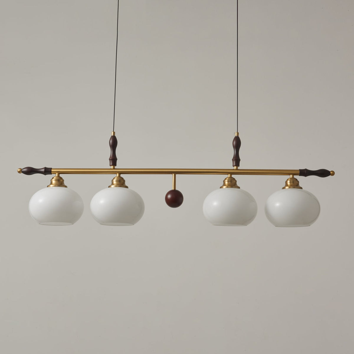 Runell Premium Elegance Traditionelle Pendelleuchte aus Holz und Glas