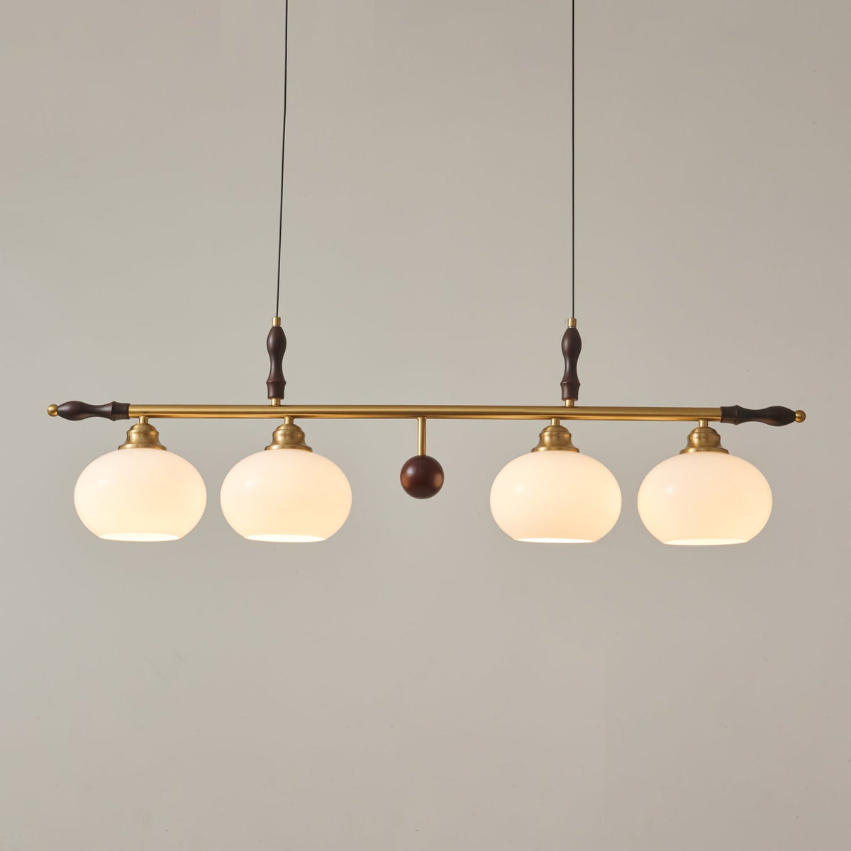 Runell Premium Elegance Traditionelle Pendelleuchte aus Holz und Glas