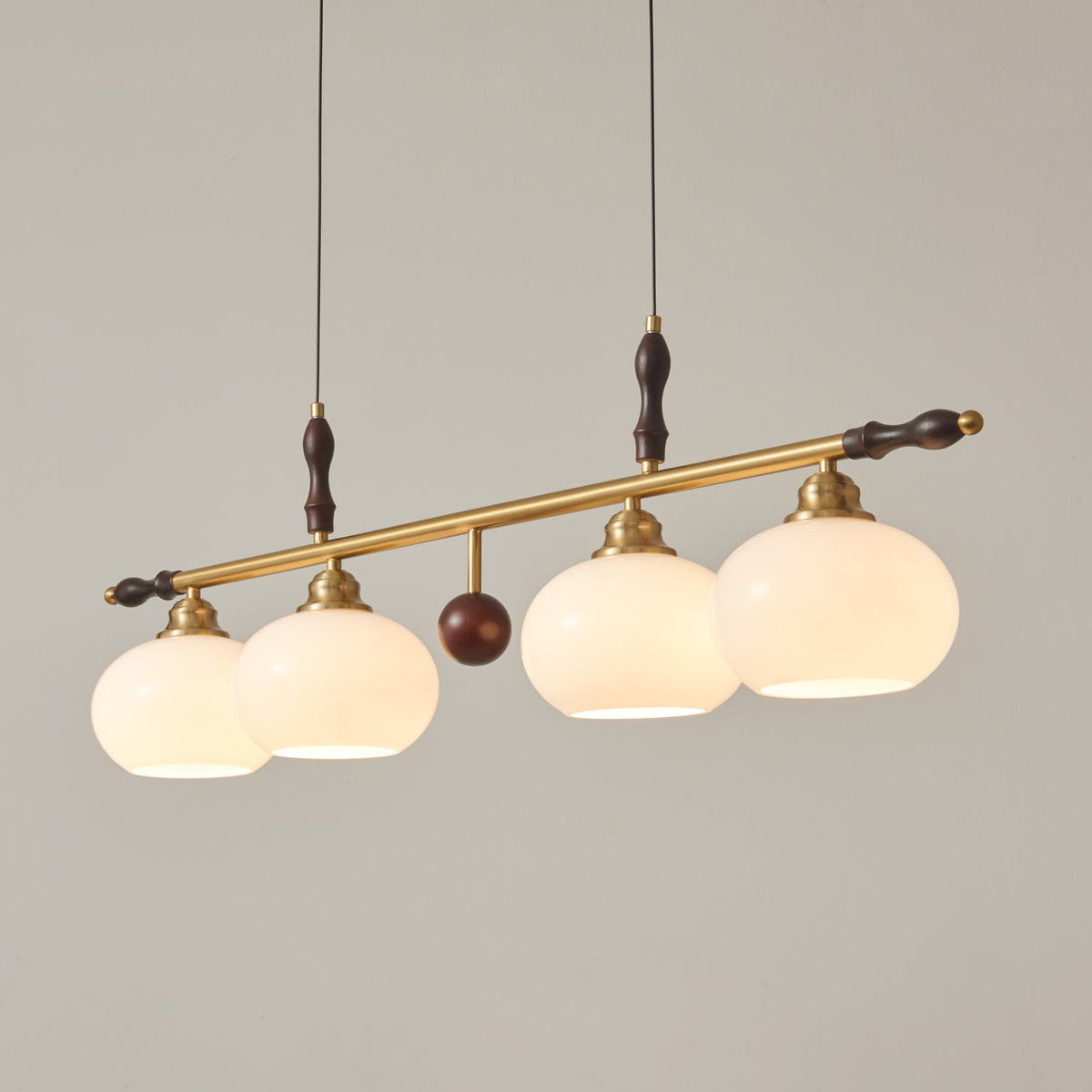Runell Premium Elegance Traditionelle Pendelleuchte aus Holz und Glas