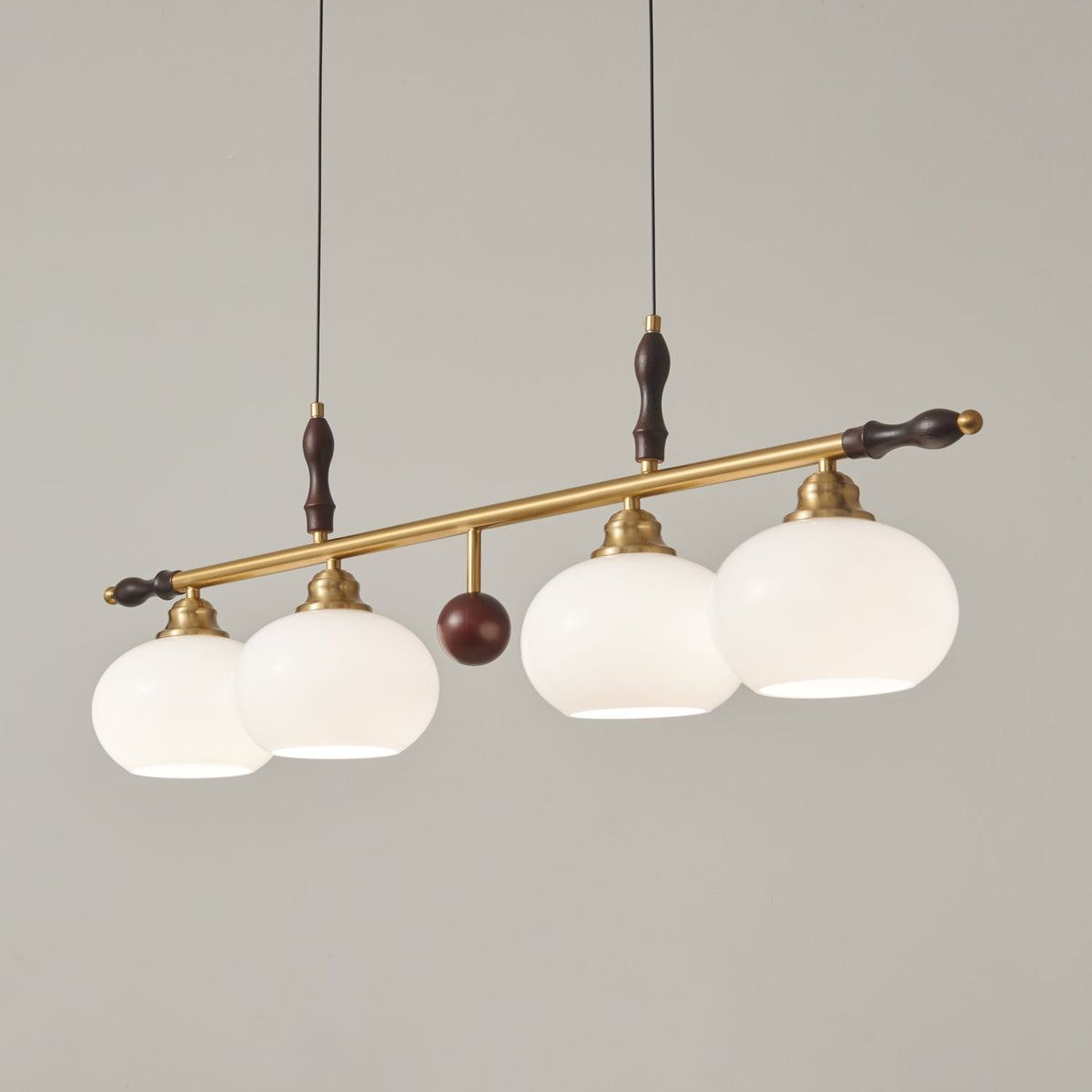 Runell Premium Elegance Traditionelle Pendelleuchte aus Holz und Glas