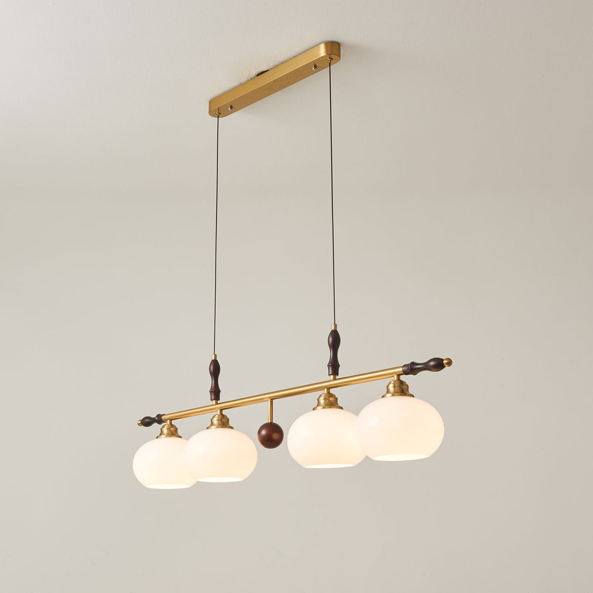 Runell Premium Elegance Traditionelle Pendelleuchte aus Holz und Glas