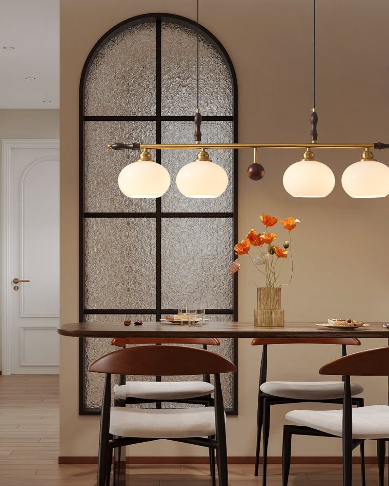 Runell Premium Elegance Traditionelle Pendelleuchte aus Holz und Glas