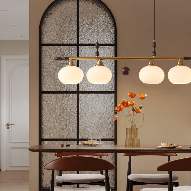 Runell Premium Elegance Traditionelle Pendelleuchte aus Holz und Glas