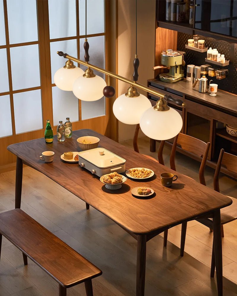Runell Premium Elegance Traditionelle Pendelleuchte aus Holz und Glas