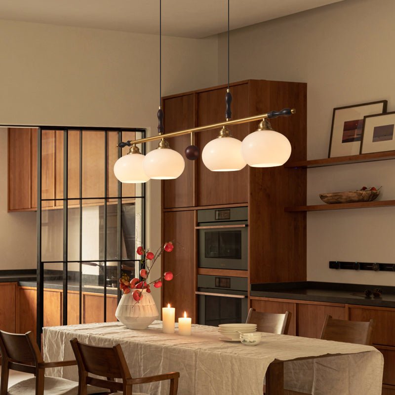 Runell Premium Elegance Traditionelle Pendelleuchte aus Holz und Glas