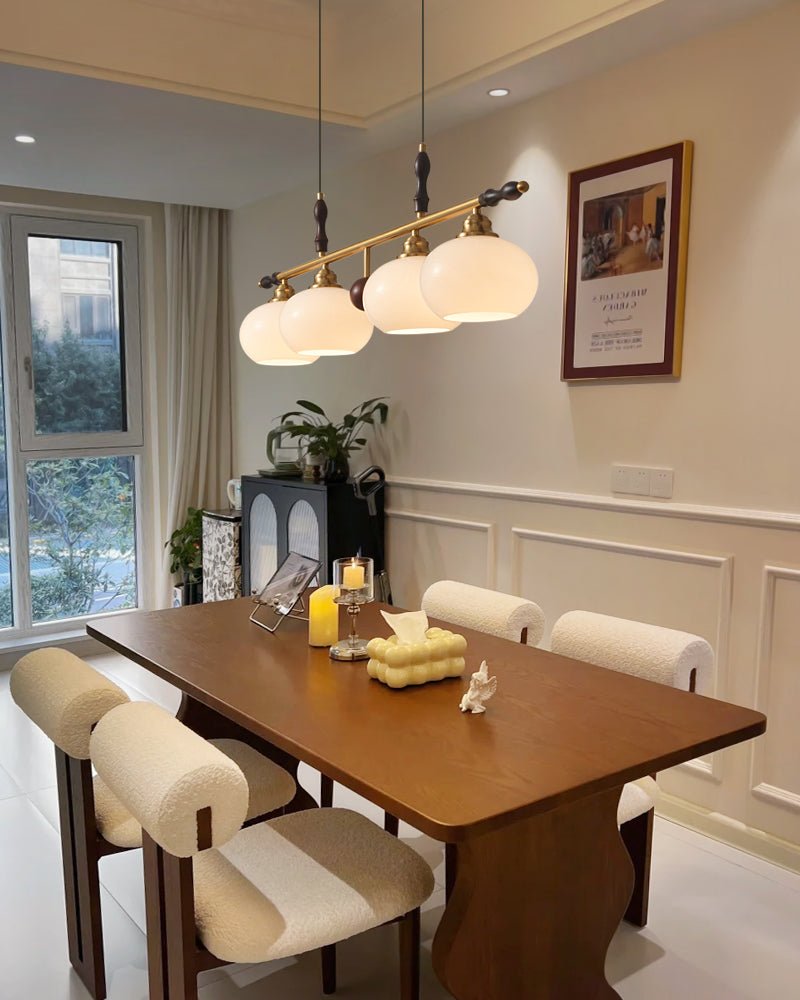 Runell Premium Elegance Traditionelle Pendelleuchte aus Holz und Glas