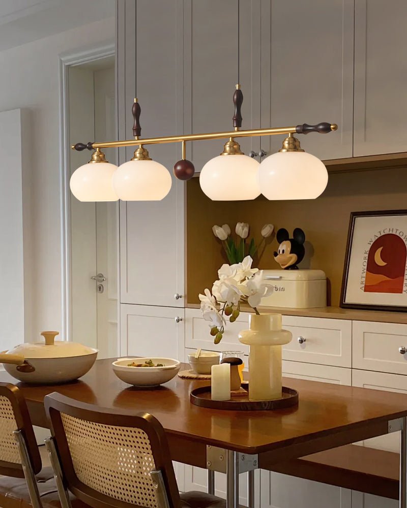 Runell Premium Elegance Traditionelle Pendelleuchte aus Holz und Glas