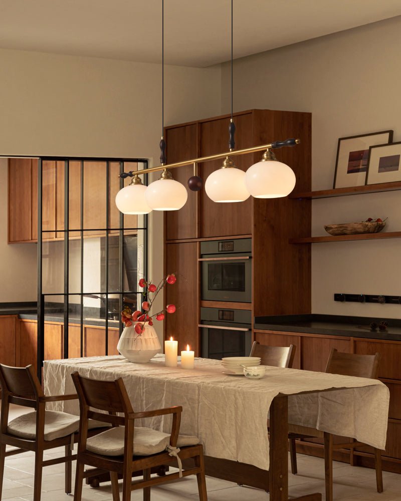 Runell Premium Elegance Traditionelle Pendelleuchte aus Holz und Glas