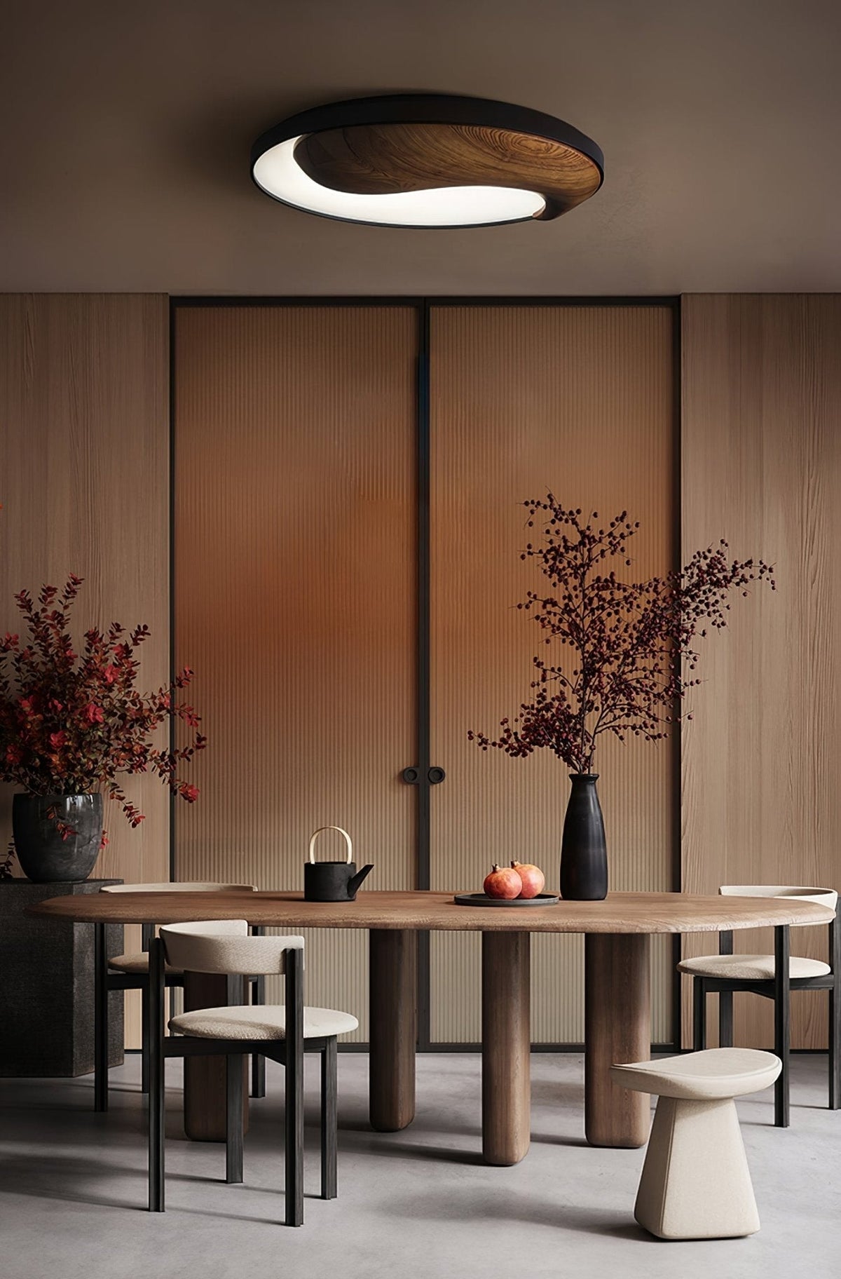 Ivelor zeitgenössische minimalistische Deckenleuchte aus Holz im Balance-Design