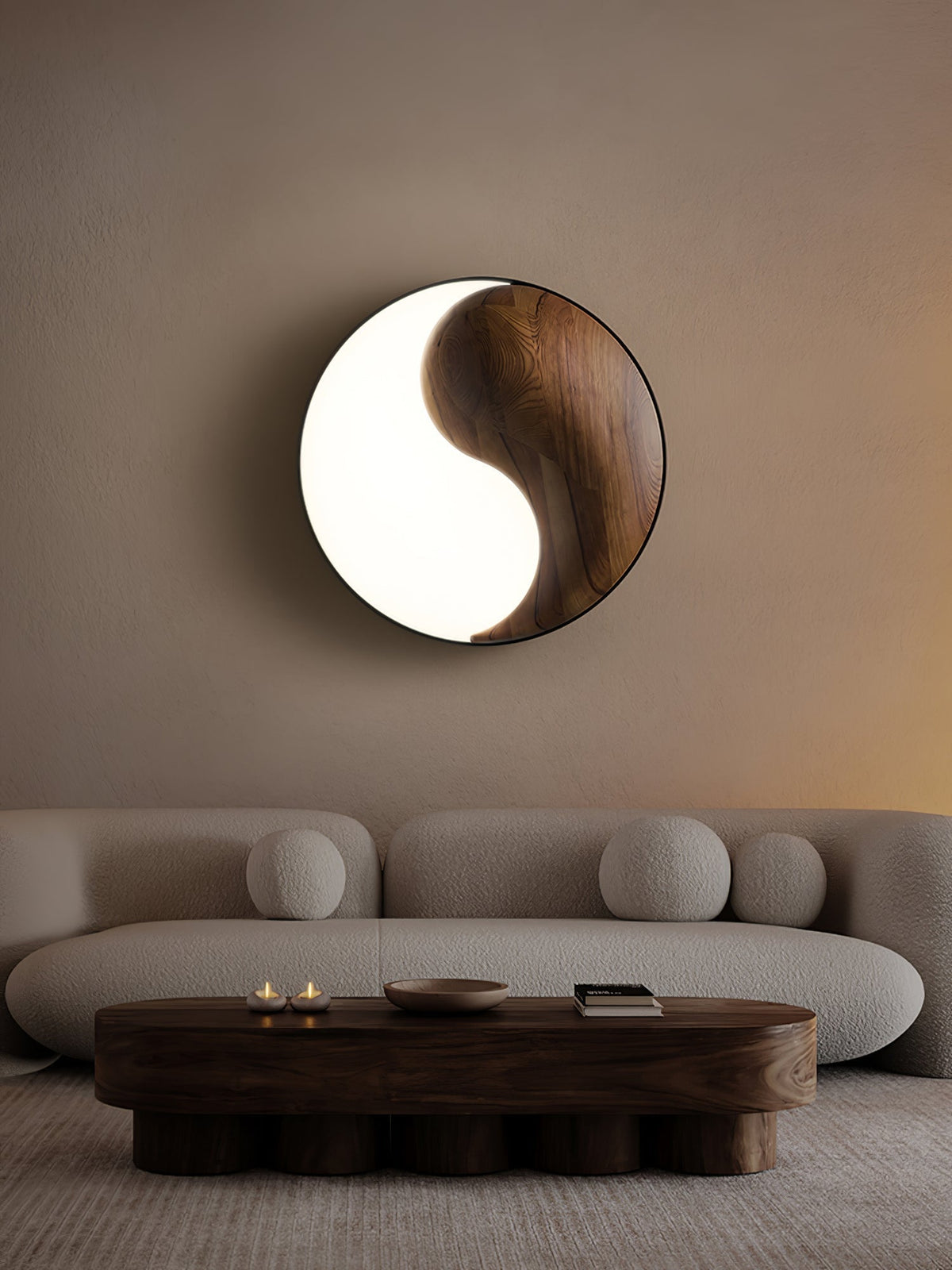 Ivelor zeitgenössische minimalistische Deckenleuchte aus Holz im Balance-Design