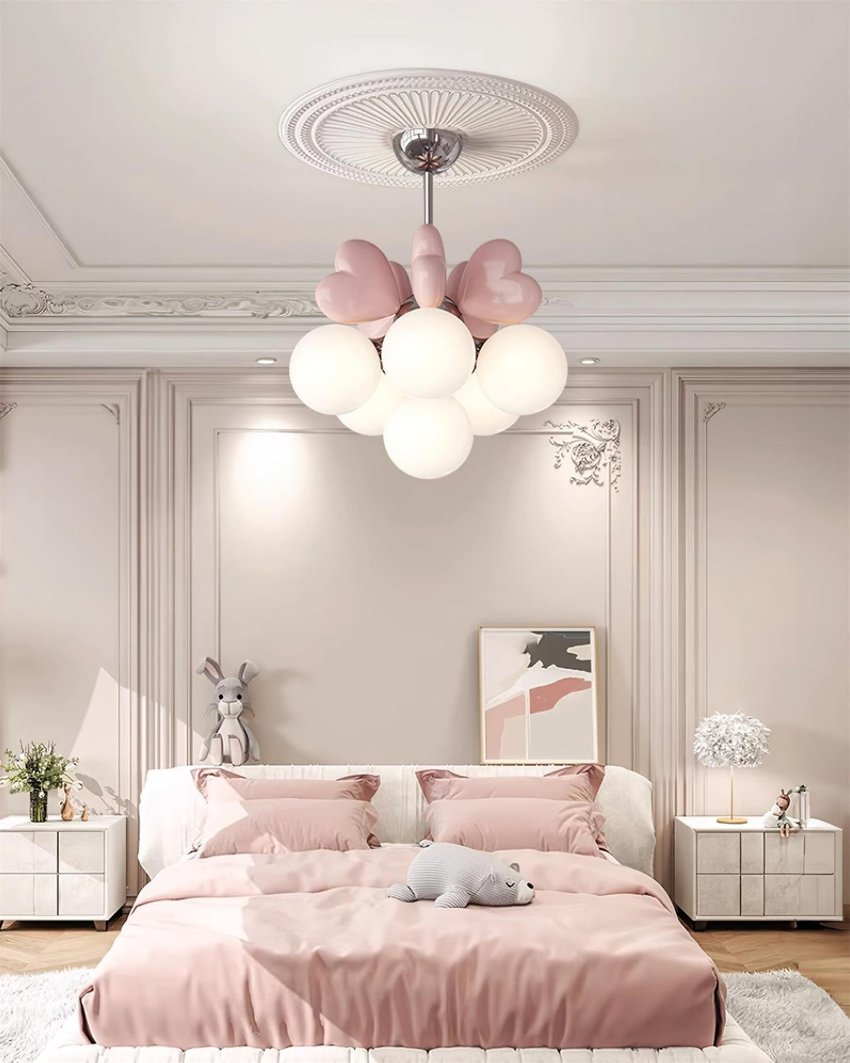 Kronleuchter Heart Accents Kugel-Lampenschirme verspielt modern Kinderzimmer