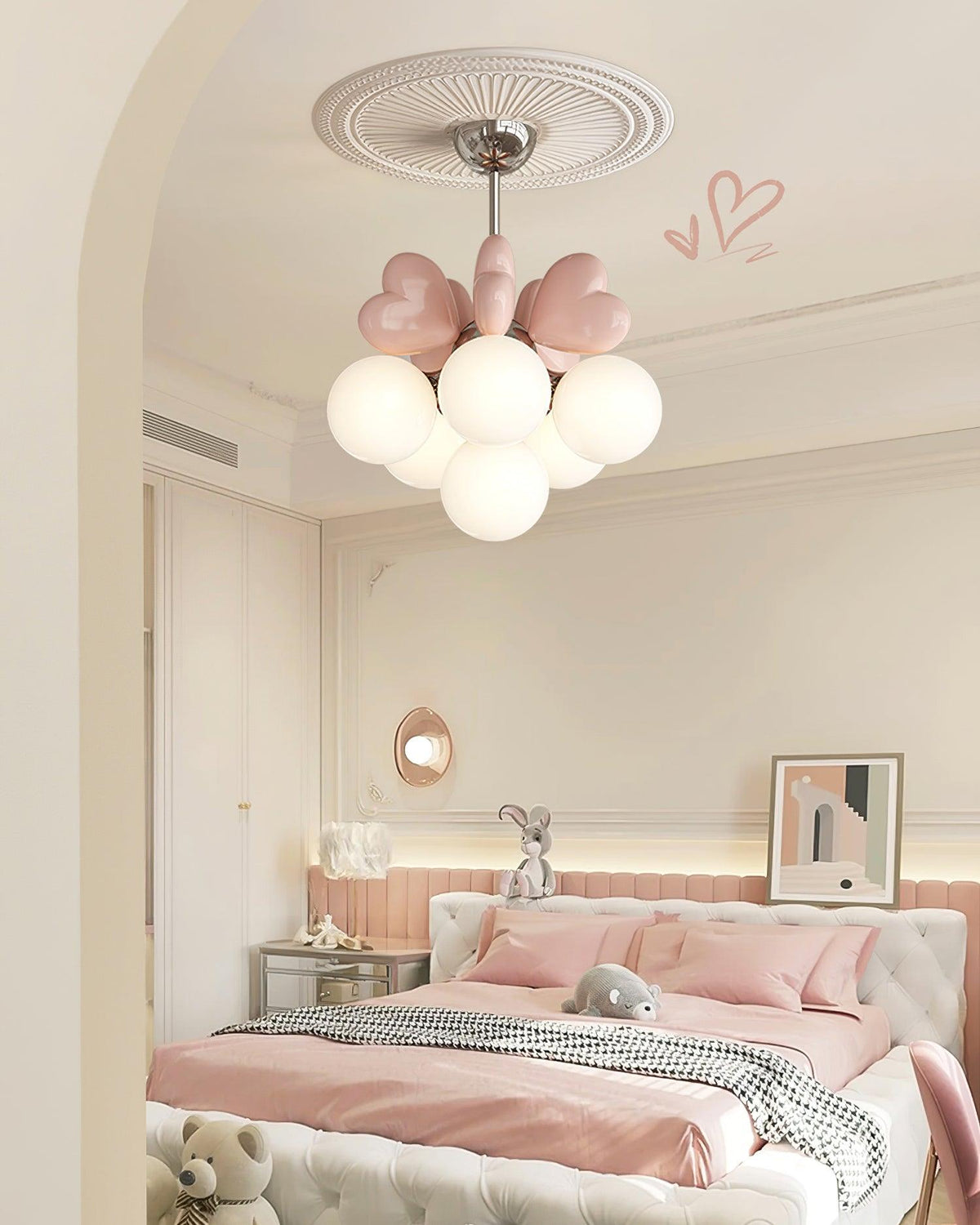 Kronleuchter Heart Accents Kugel-Lampenschirme verspielt modern Kinderzimmer