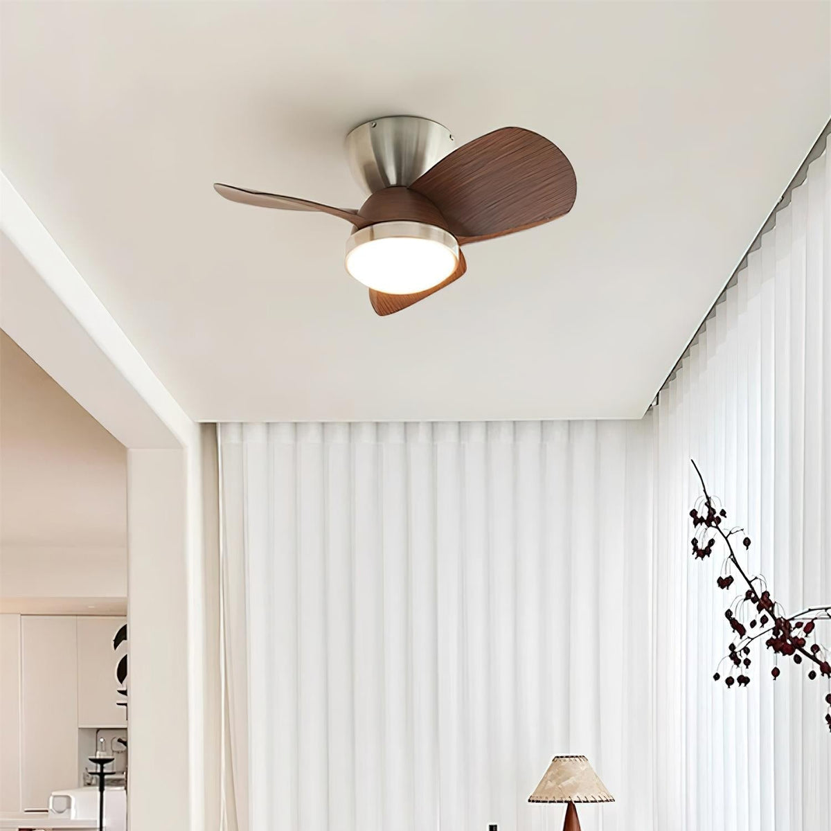 Rinerel Moderner Deckenventilator mit Beleuchtung aus Holz