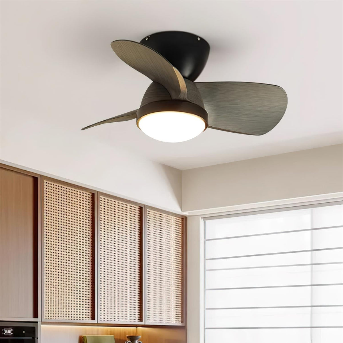 Rinerel Moderner Deckenventilator mit Beleuchtung aus Holz