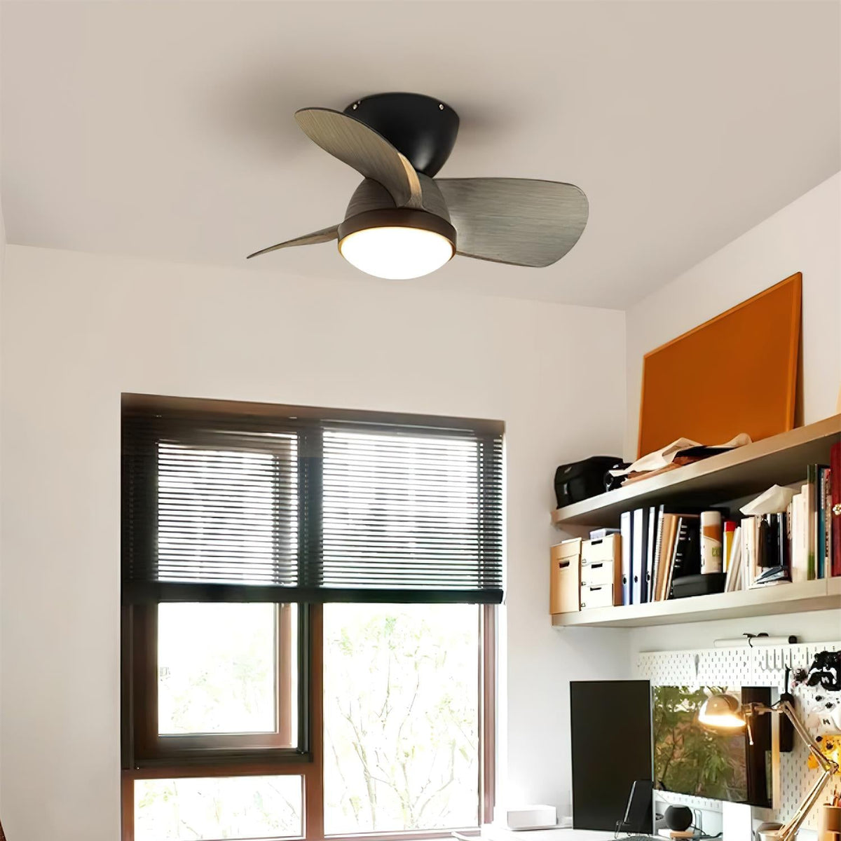 Rinerel Moderner Deckenventilator mit Beleuchtung aus Holz