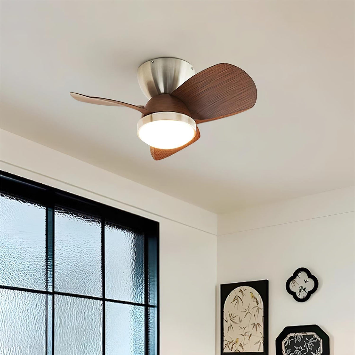 Rinerel Moderner Deckenventilator mit Beleuchtung aus Holz
