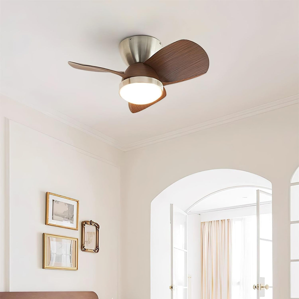 Rinerel Moderner Deckenventilator mit Beleuchtung aus Holz