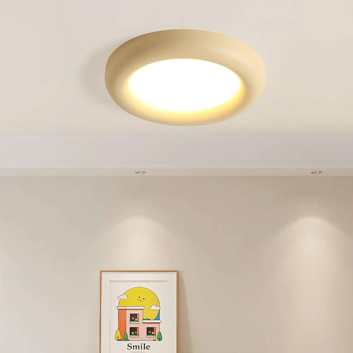 Deckenleuchte Beige flache Deckenleuchte mit Baldachin minimalistisch