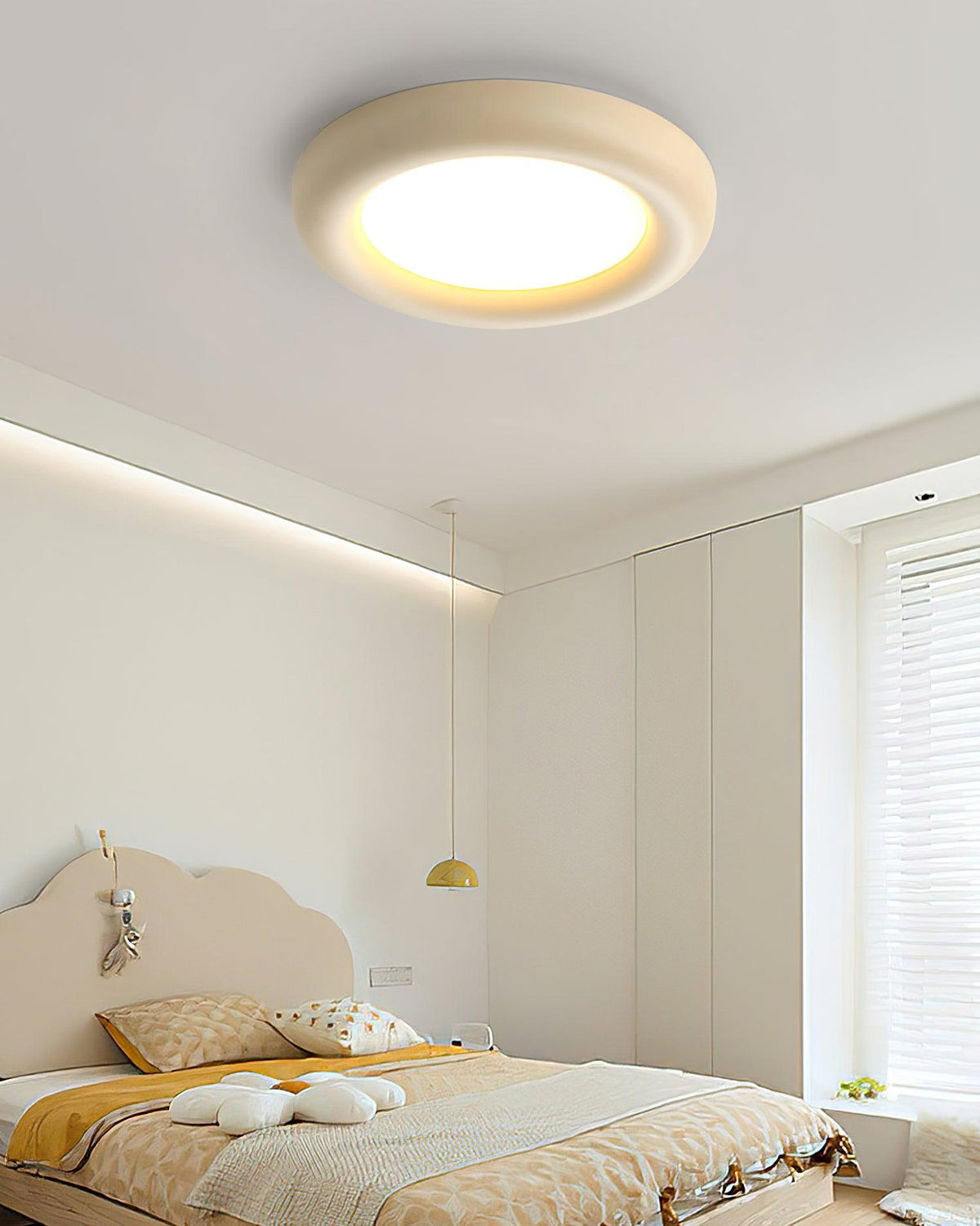 Deckenleuchte Beige flache Deckenleuchte mit Baldachin minimalistisch