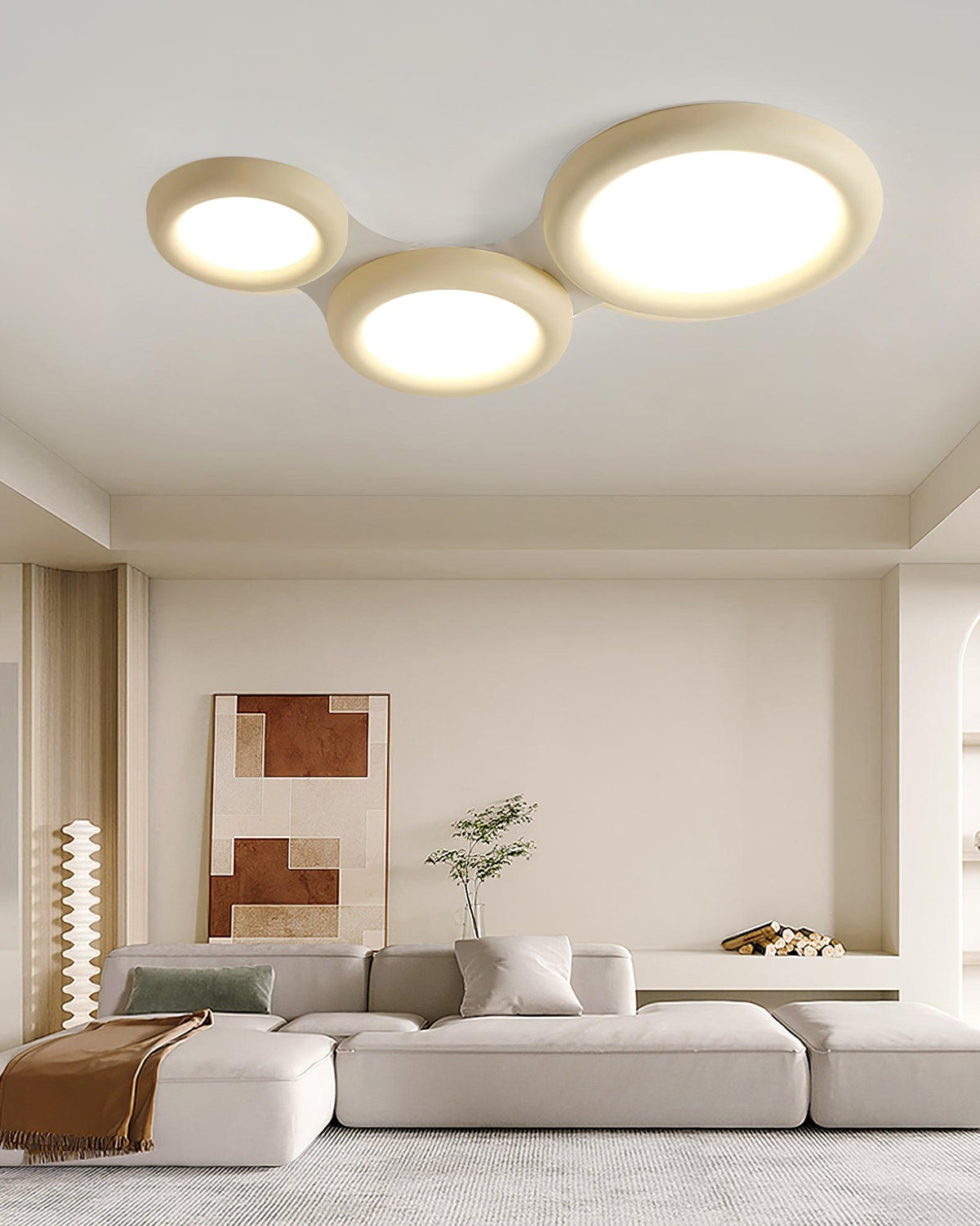 Deckenleuchte Beige flache Deckenleuchte mit Baldachin minimalistisch