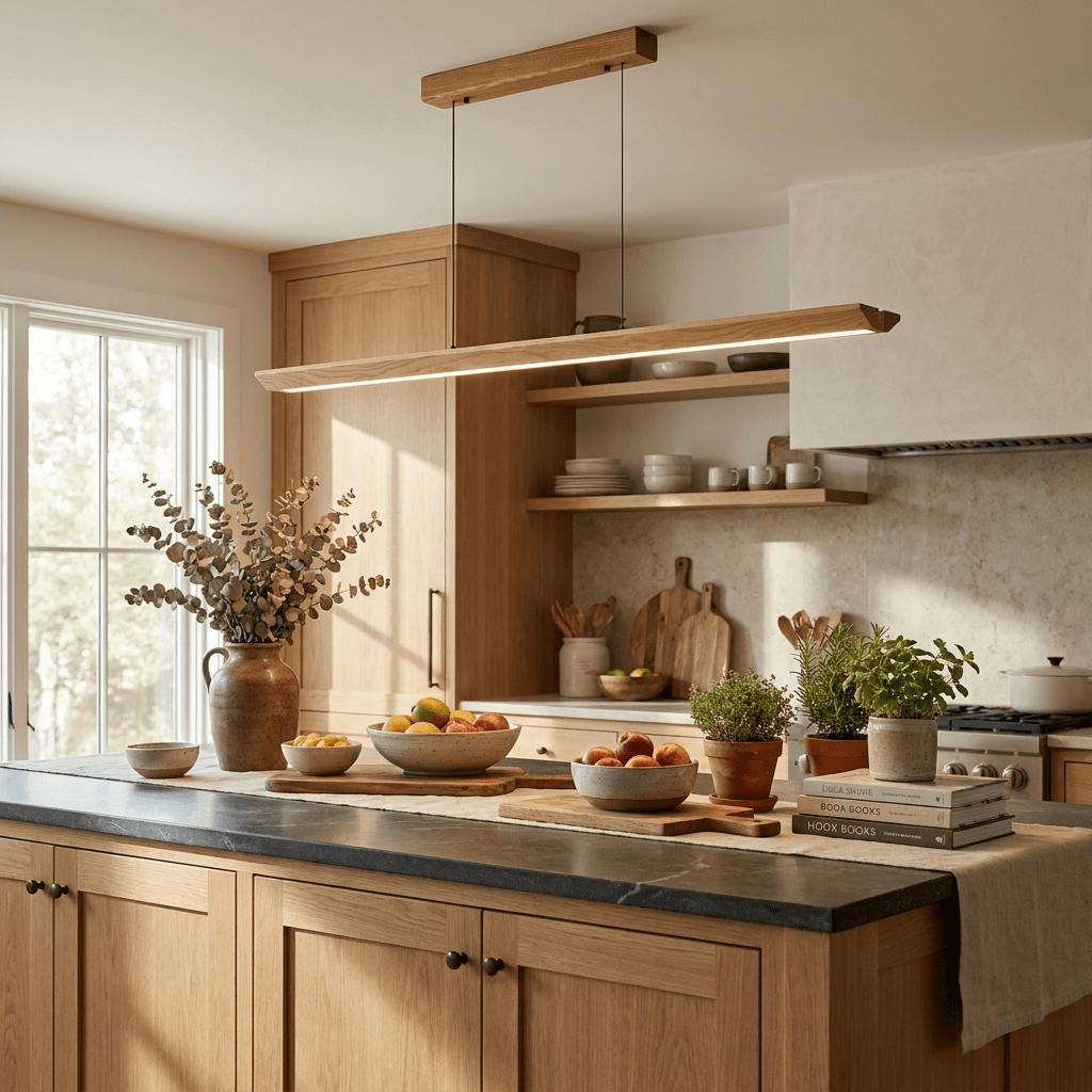 Alderine Pendelleuchte aus Holz linear
