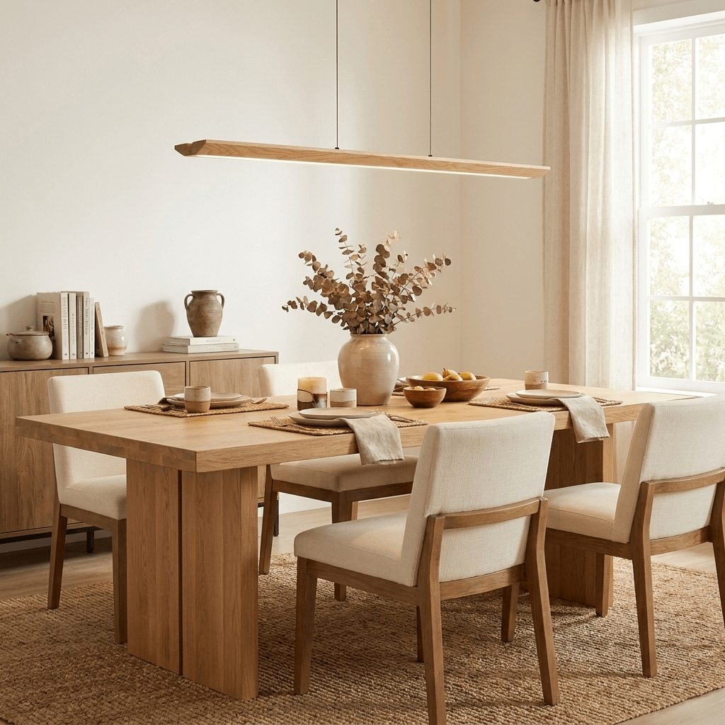 Alderine Pendelleuchte aus Holz linear