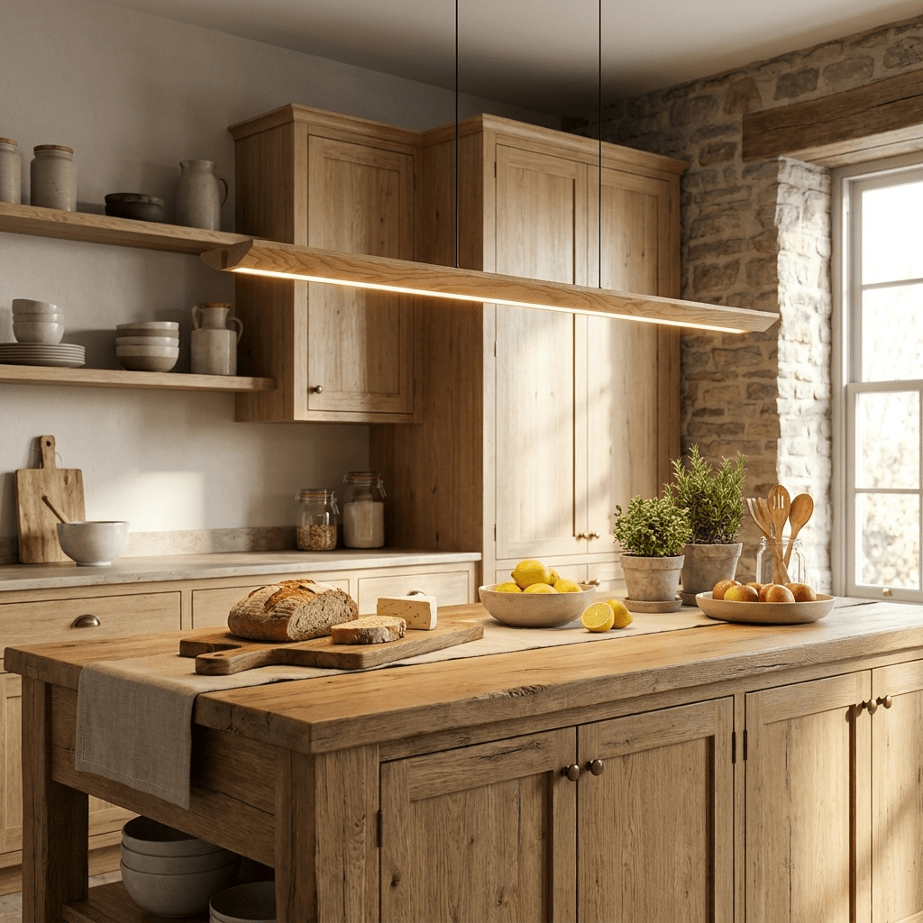 Alderine Pendelleuchte aus Holz linear