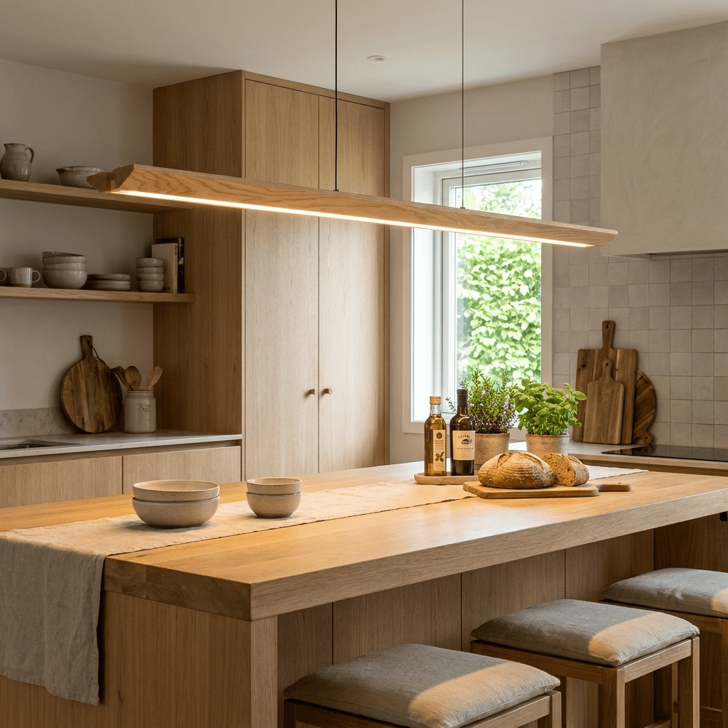 Alderine Pendelleuchte aus Holz linear