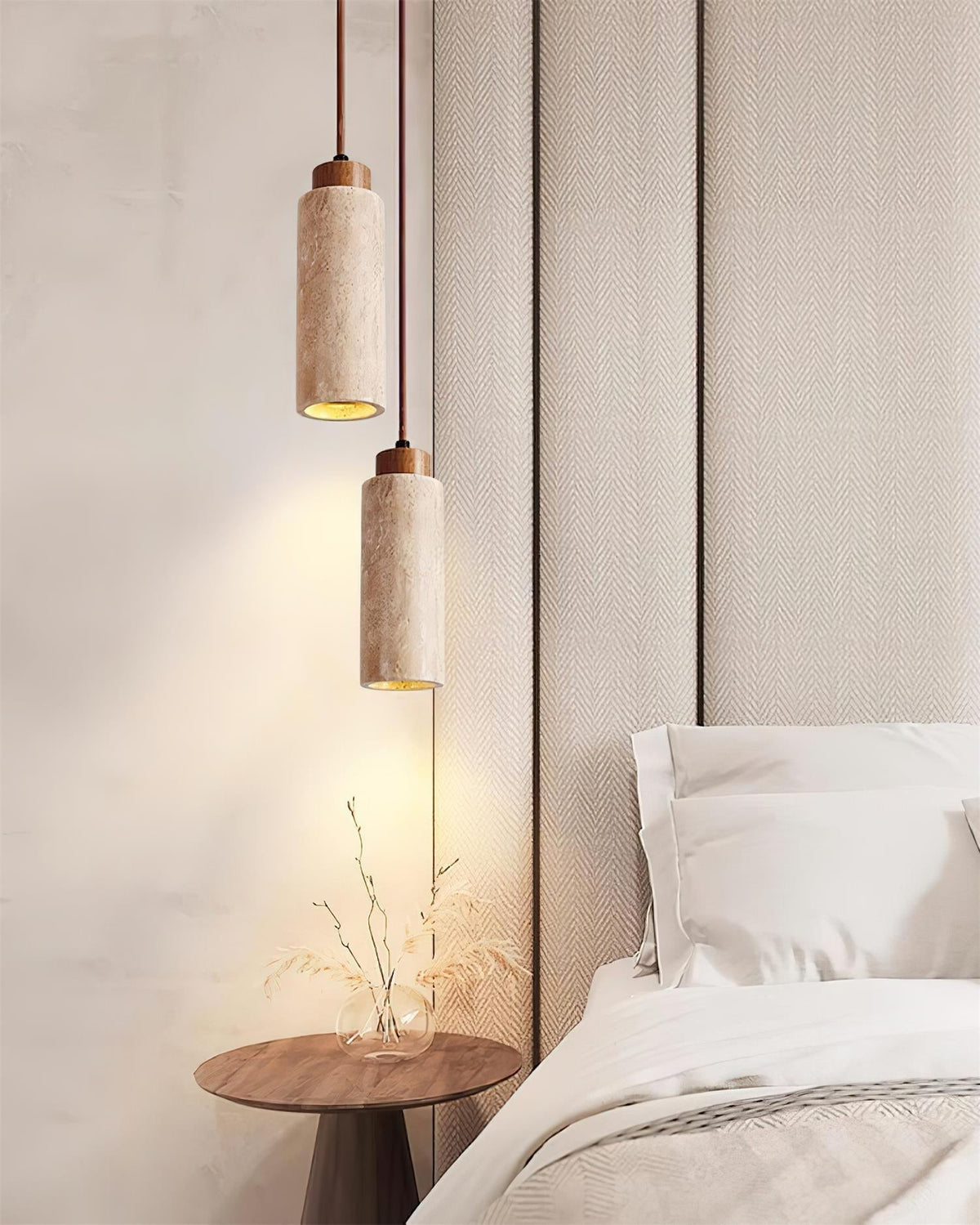 Nerova Pendelleuchte Travertin Holz Minimalistisch