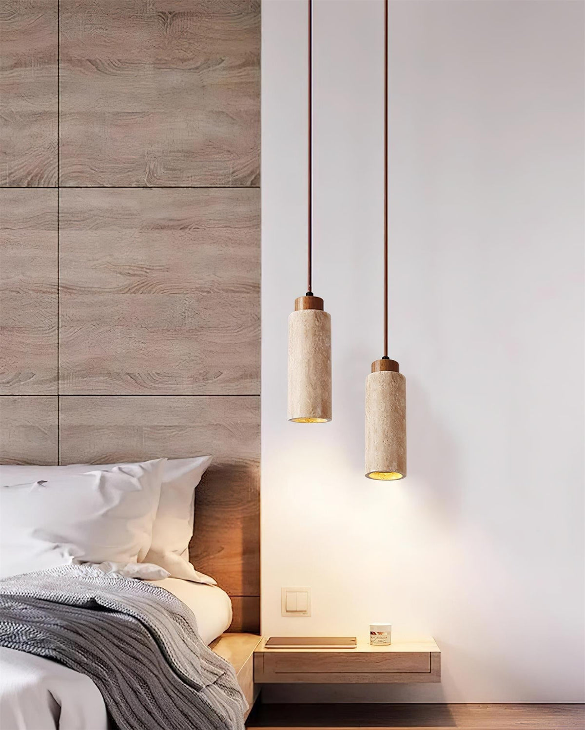 Nerova Pendelleuchte Travertin Holz Minimalistisch