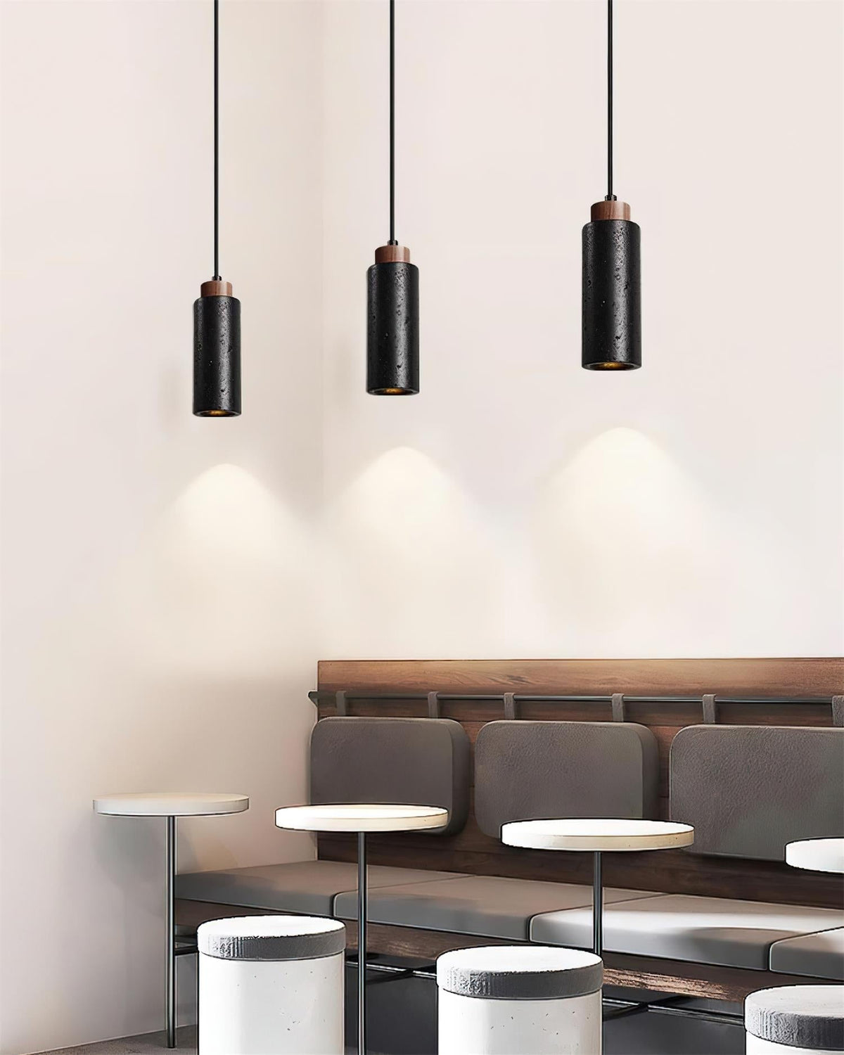 Nerova Pendelleuchte Travertin Holz Minimalistisch