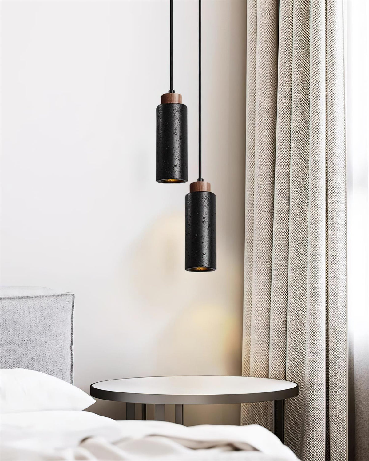 Nerova Pendelleuchte Travertin Holz Minimalistisch
