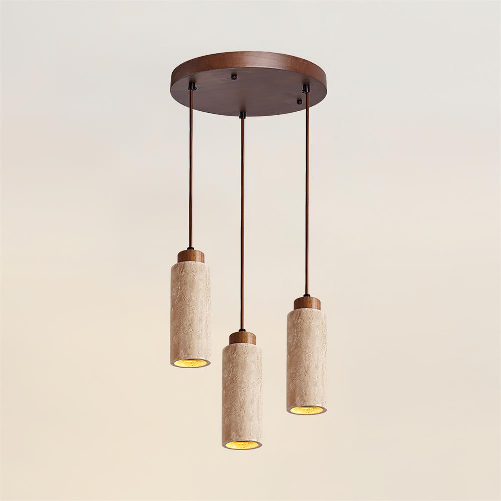 Nerova Pendelleuchte Travertin Holz Minimalistisch