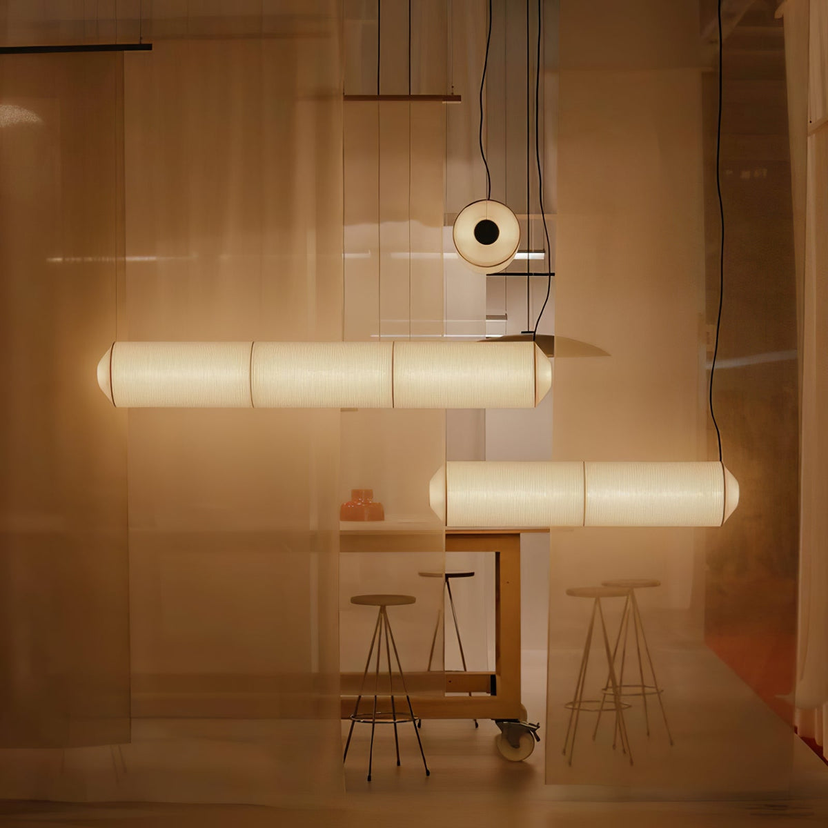 Oren zeitgenössische minimalistische Pendelleuchte aus natürlicher Maulbeerseide