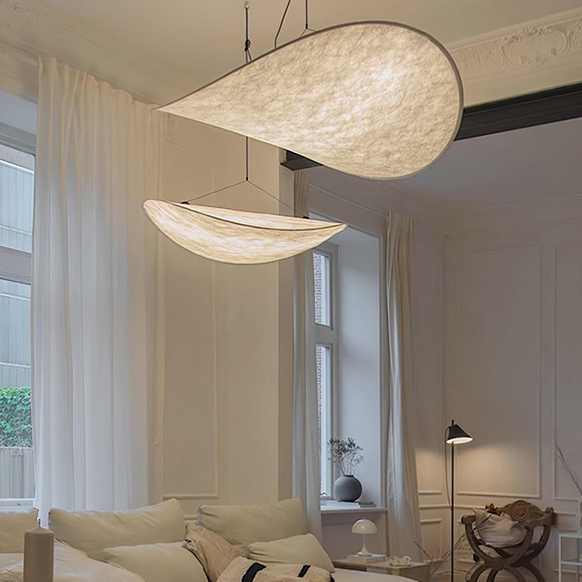 Luminette Minimalistische Seidensatin-Pendelleuchte