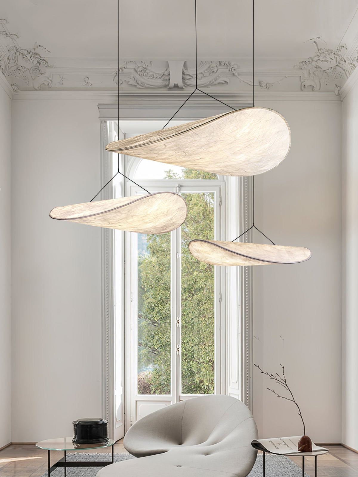 Luminette Minimalistische Seidensatin-Pendelleuchte