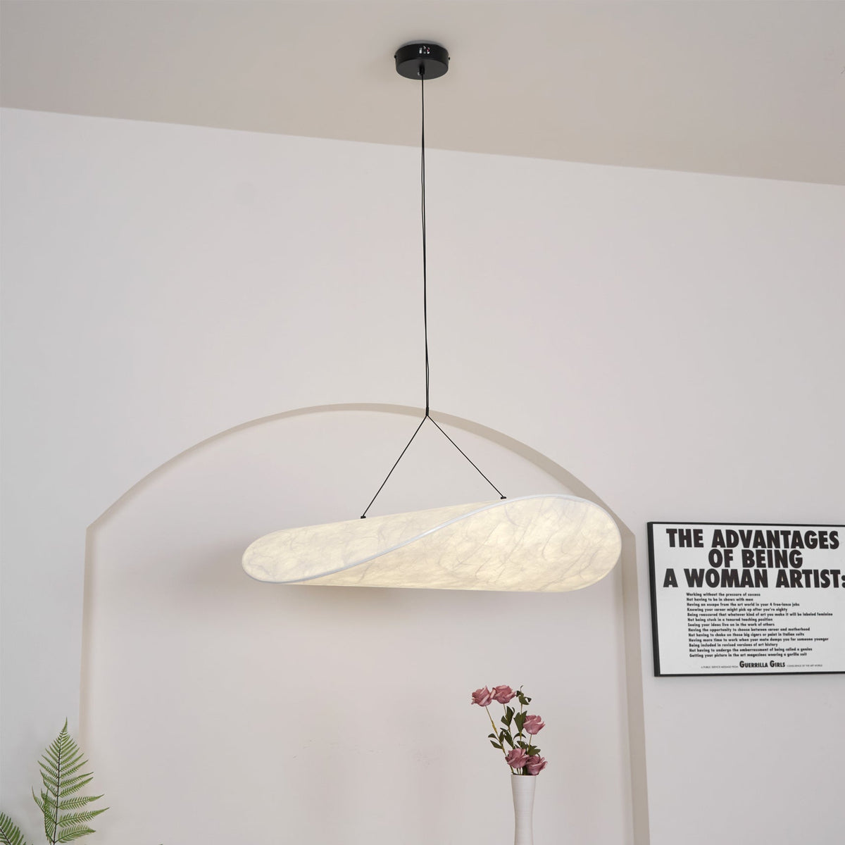 Luminette Minimalistische Seidensatin-Pendelleuchte