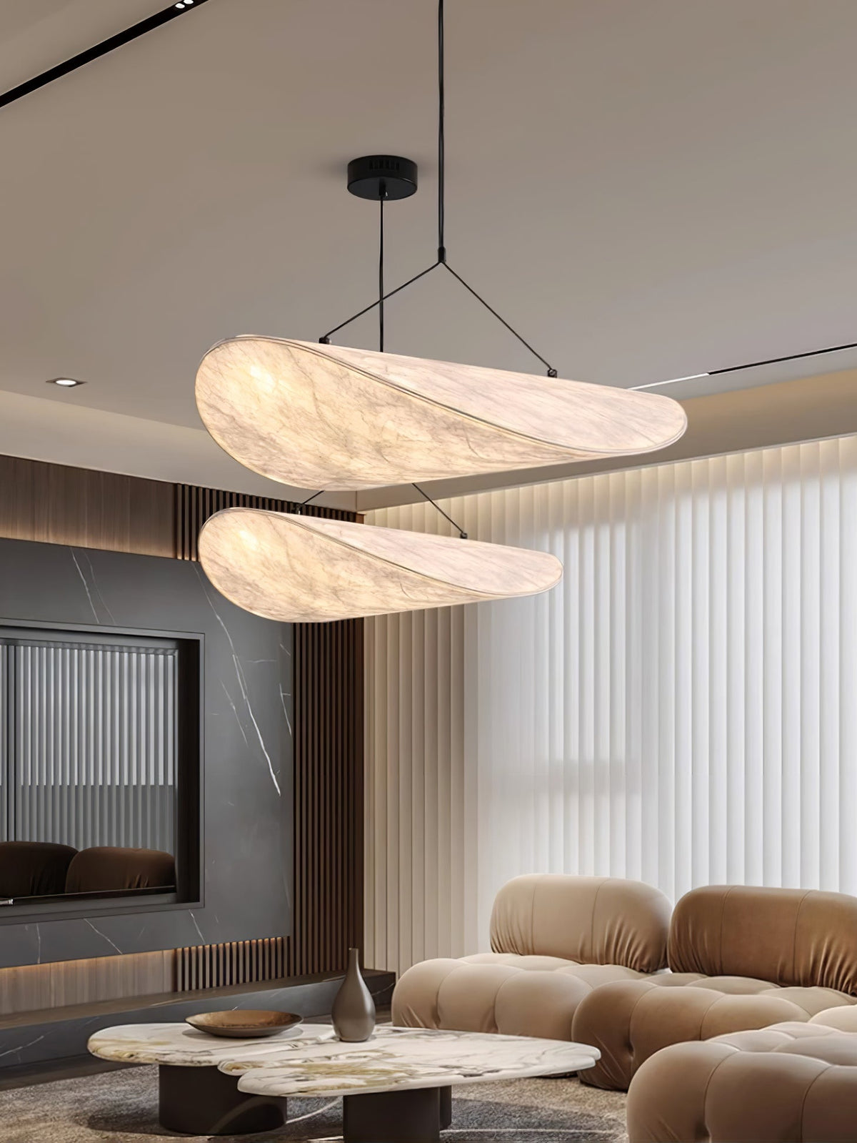 Luminette Minimalistische Seidensatin-Pendelleuchte