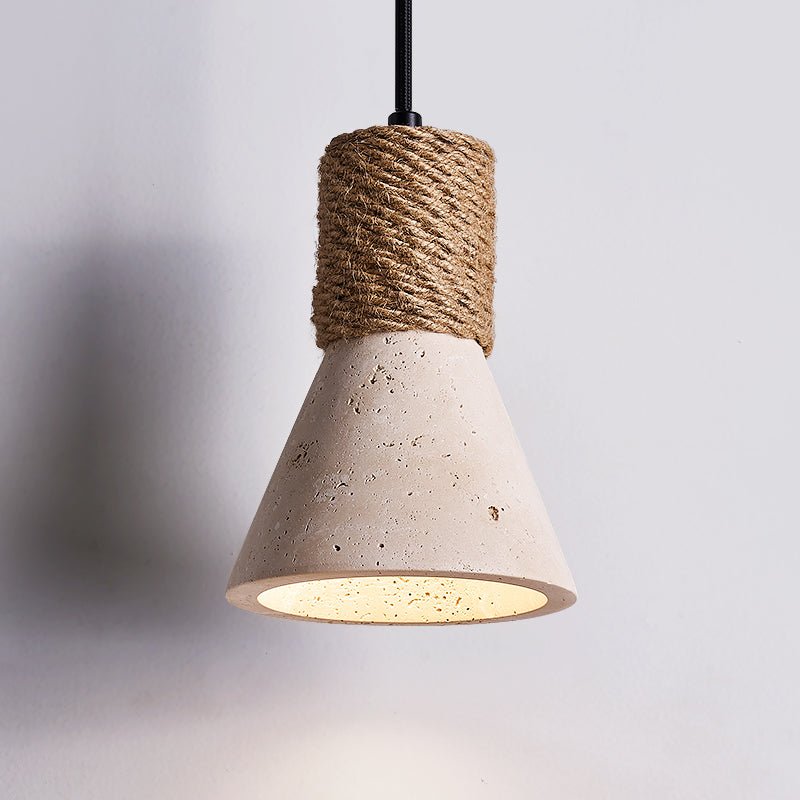 Taverette Vintage Gelber Travertin-Hanfseil-Pendelleuchte