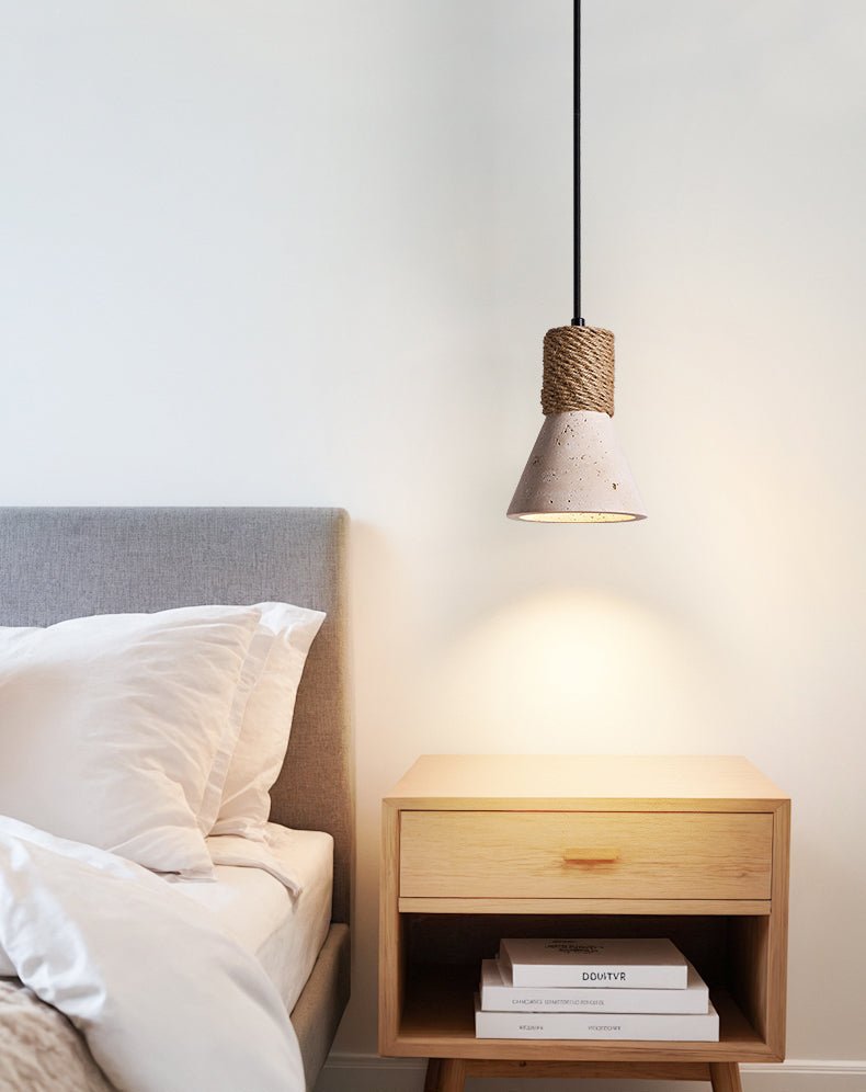 Taverette Vintage Gelber Travertin-Hanfseil-Pendelleuchte