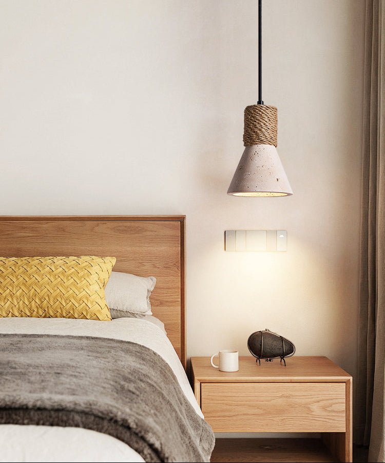 Taverette Vintage Gelber Travertin-Hanfseil-Pendelleuchte