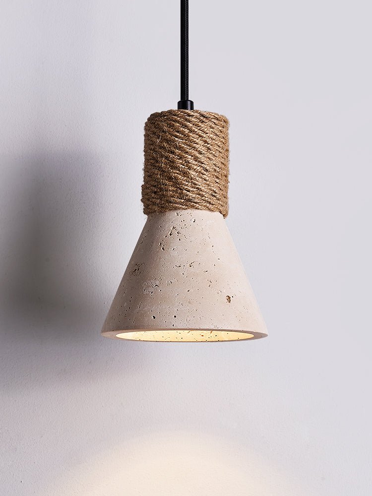 Taverette Vintage Gelber Travertin-Hanfseil-Pendelleuchte