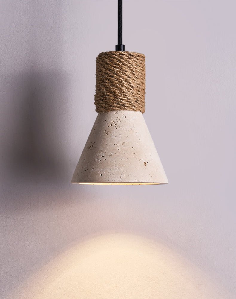 Taverette Vintage Gelber Travertin-Hanfseil-Pendelleuchte