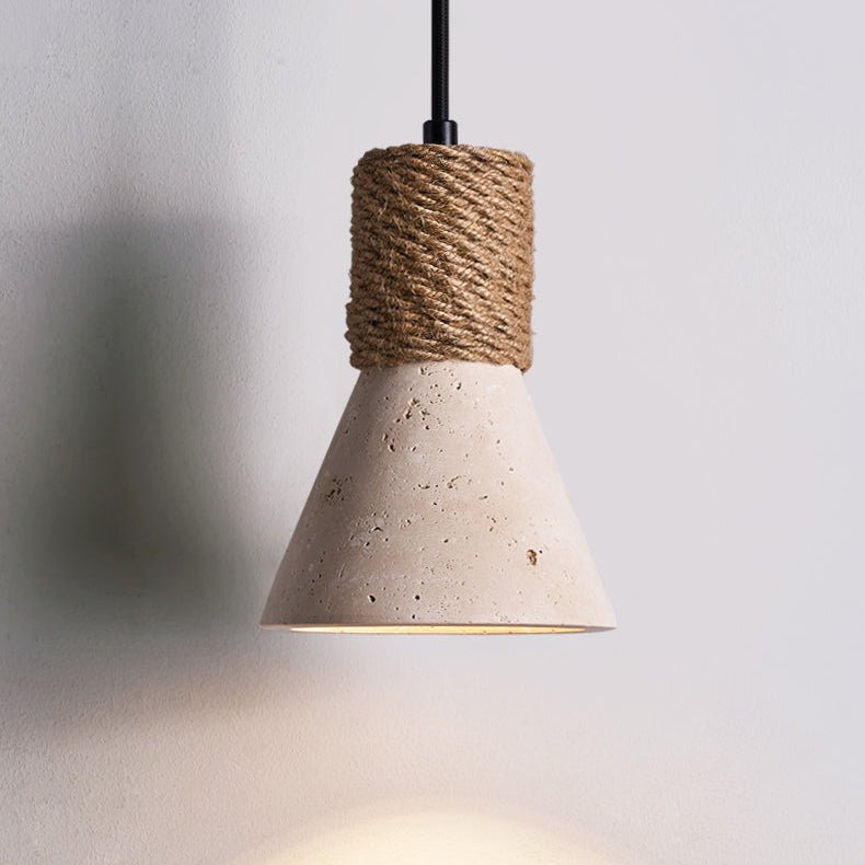 Litz Vintage Gelb Travertin Seil-Wandleuchte