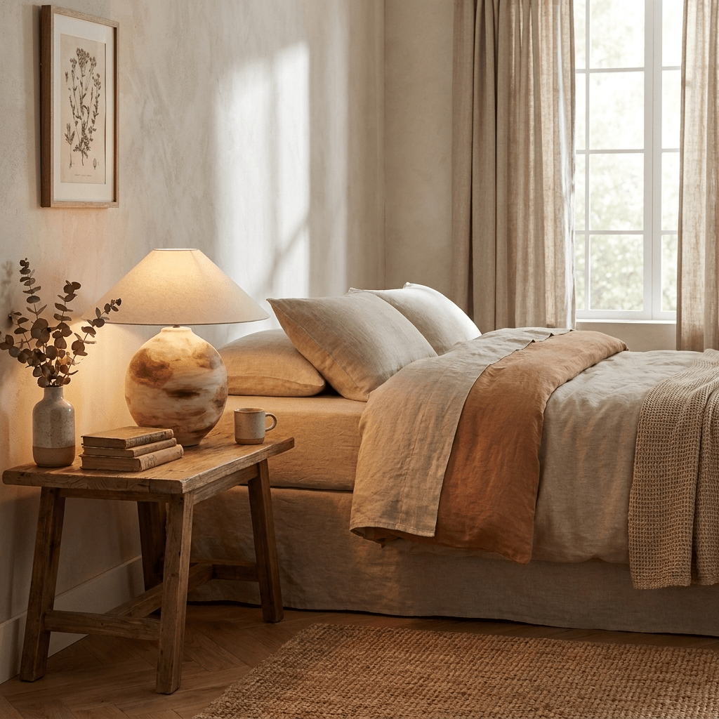 Sorellan Keramik-Tischlampe Braun Oval Vase Minimalistisch Schlafzimmer | Cielum